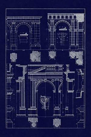 Arcades (Blueprint) Black Ornate Wood Framed Art Print with Double Matting by Buhlmann, J.