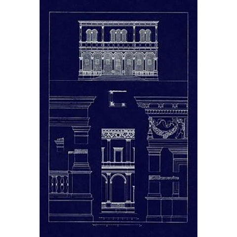 Palazzo del Consiglio at Padua, Villa Farnesia (Blueprint) White Modern Wood Framed Art Print by Buhlmann, J.