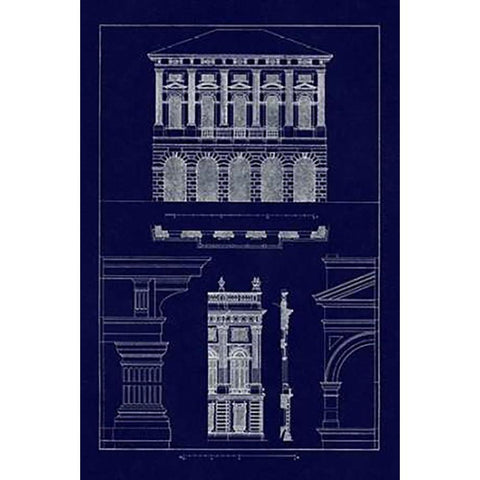 Palazzo Verzi at Verona, Palazzo Madama (Blueprint) Black Modern Wood Framed Art Print with Double Matting by Buhlmann, J.
