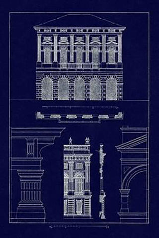 Palazzo Verzi at Verona, Palazzo Madama (Blueprint) Black Ornate Wood Framed Art Print with Double Matting by Buhlmann, J.