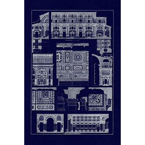 Barrel Vaults of the Renaissance (Blueprint) White Modern Wood Framed Art Print by Buhlmann, J.