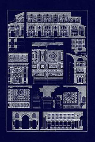 Barrel Vaults of the Renaissance (Blueprint) White Modern Wood Framed Art Print with Double Matting by Buhlmann, J.
