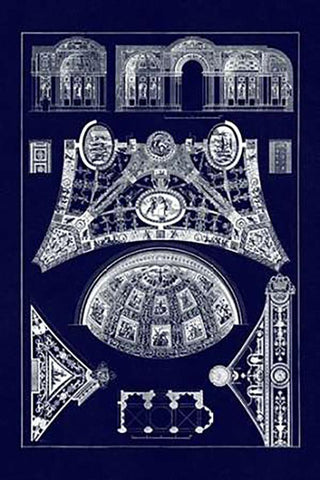 Cross Vaults of the Renaissance (Blueprint) Black Ornate Wood Framed Art Print with Double Matting by Buhlmann, J.