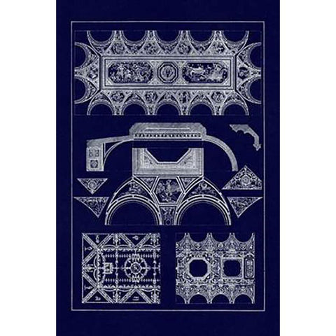 Coved Ceiling (Blueprint) White Modern Wood Framed Art Print by Buhlmann, J.