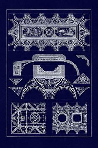 Coved Ceiling (Blueprint) Black Ornate Wood Framed Art Print with Double Matting by Buhlmann, J.