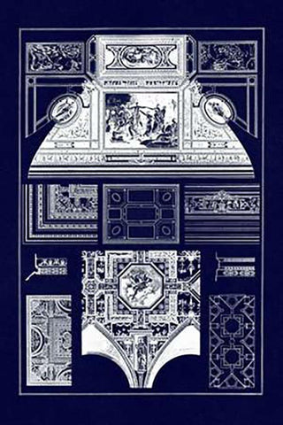 Cloister Vaults and Coved Ceilings (Blueprint) Black Ornate Wood Framed Art Print with Double Matting by Buhlmann, J.