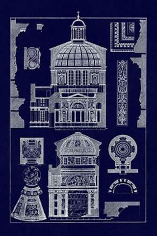 Domical Vaulting of the Renaissance (Blueprint) White Modern Wood Framed Art Print with Double Matting by Buhlmann, J.