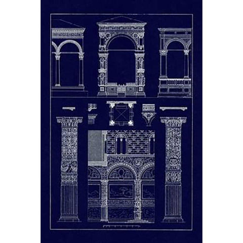 Arcades (Blueprint) White Modern Wood Framed Art Print by Buhlmann, J.