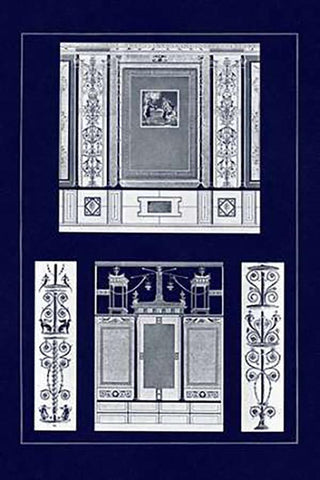 Ancient Wall Paintings (Blueprint) White Modern Wood Framed Art Print with Double Matting by Buhlmann, J.