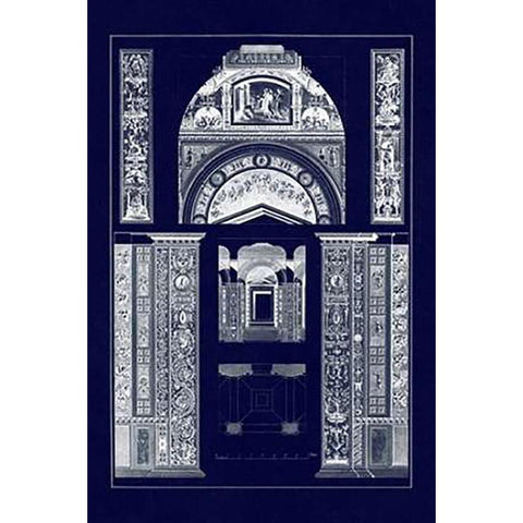 Decoration of the Second Corridor of the Loggie in the Vatican (Blueprint) Black Modern Wood Framed Art Print with Double Matting by Buhlmann, J.