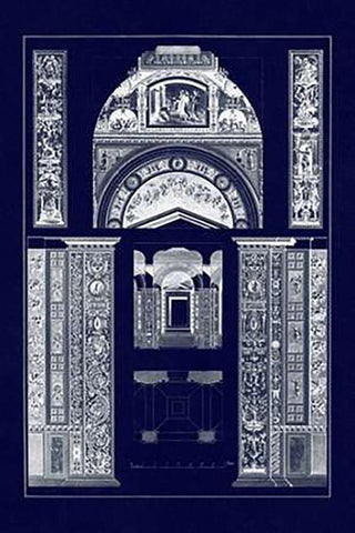 Decoration of the Second Corridor of the Loggie in the Vatican (Blueprint) White Modern Wood Framed Art Print with Double Matting by Buhlmann, J.