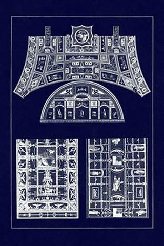 Decorative Painting in the Roman Vaults (Blueprint) White Modern Wood Framed Art Print with Double Matting by Buhlmann, J.