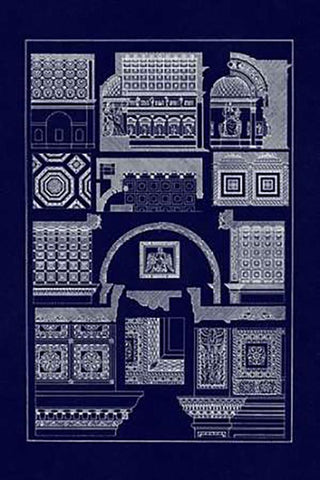 Roman Barrel Vaults (Blueprint) White Modern Wood Framed Art Print with Double Matting by Buhlmann, J.