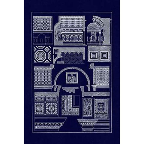 Roman Barrel Vaults (Blueprint) Gold Ornate Wood Framed Art Print with Double Matting by Buhlmann, J.