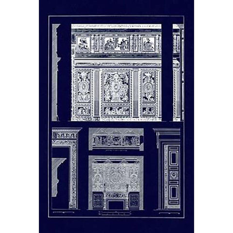 Wall Paintings and Decoration of the Renaissance (Blueprint) Black Modern Wood Framed Art Print with Double Matting by Buhlmann, J.
