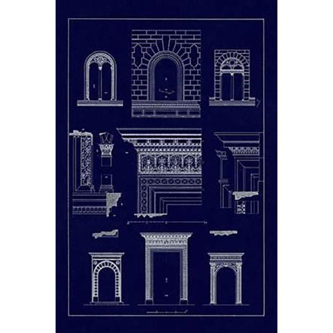 Windows and Doorways of the Renaissance (Blueprint) Black Modern Wood Framed Art Print by Buhlmann, J.