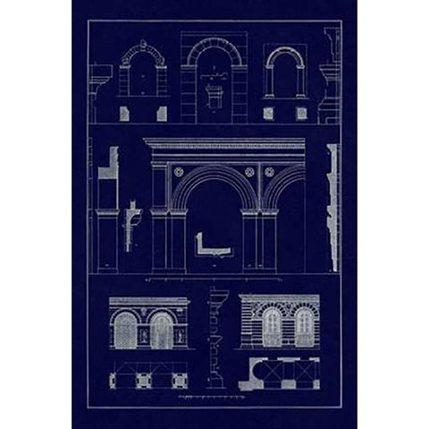 Gateways, Arches and Arcades (Blueprint) Gold Ornate Wood Framed Art Print with Double Matting by Buhlmann, J.