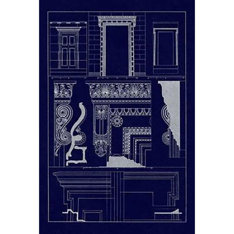 Doorways and Windows (Blueprint) Black Modern Wood Framed Art Print by Buhlmann, J.