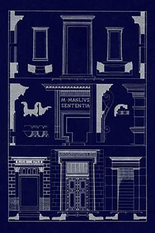 Doorways (Blueprint) Black Ornate Wood Framed Art Print with Double Matting by Buhlmann, J.