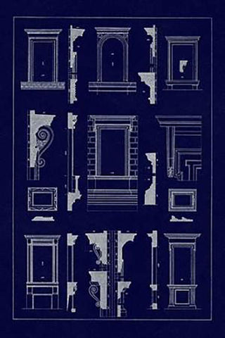 Widows of the Renaissance (Blueprint) Black Ornate Wood Framed Art Print with Double Matting by Buhlmann, J.
