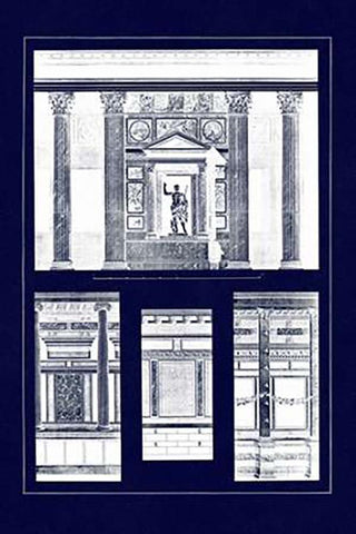 Wall Facing with Marble (Blueprint) Black Ornate Wood Framed Art Print with Double Matting by Buhlmann, J.