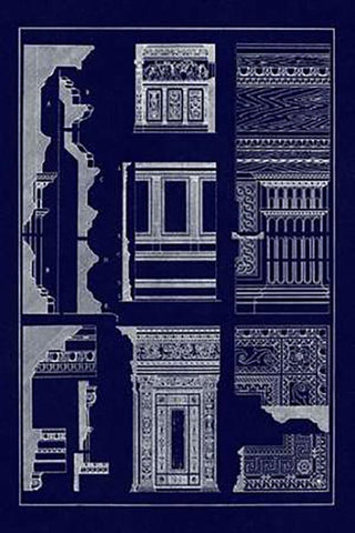 Wall Facing with Wood Paneling (Blueprint) White Modern Wood Framed Art Print with Double Matting by Buhlmann, J.