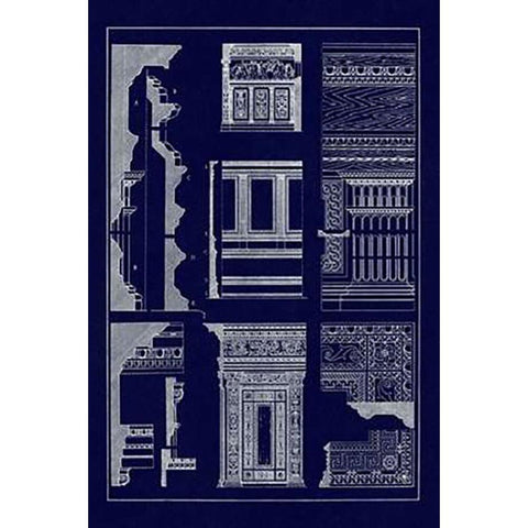 Wall Facing with Wood Paneling (Blueprint) Gold Ornate Wood Framed Art Print with Double Matting by Buhlmann, J.