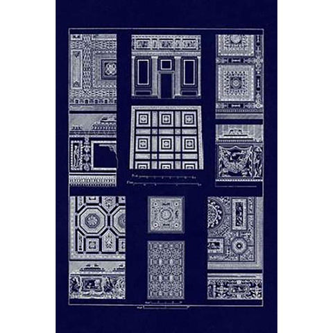 Ceilings with Bays (Blueprint) Black Modern Wood Framed Art Print by Buhlmann, J.
