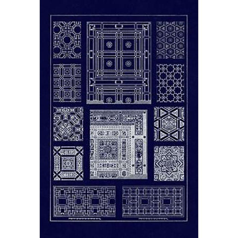 Ceilings with Bays and Mouldings (Blueprint) White Modern Wood Framed Art Print by Buhlmann, J.
