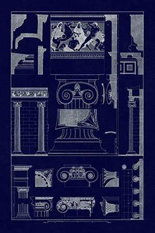 Ionic Orders and Capitals, PolyMuseumome (Blueprint) White Modern Wood Framed Art Print with Double Matting by Buhlmann, J.