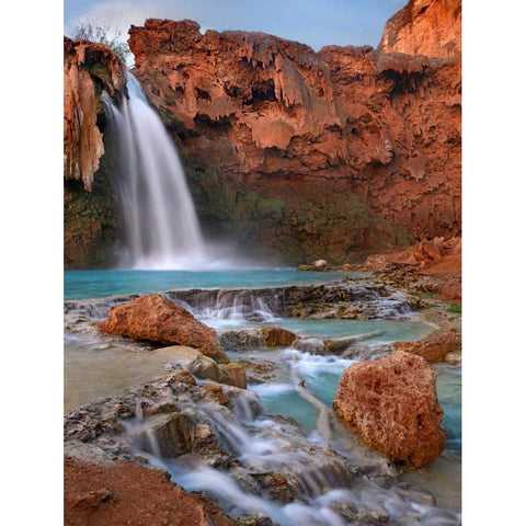 Havasu Falls, Grand Canyon, Arizona White Modern Wood Framed Art Print by Fitzharris, Tim