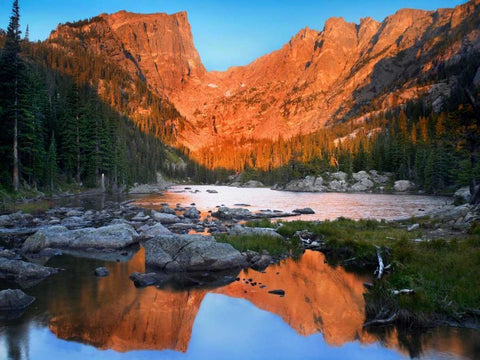 Dream Lake, Rocky Mountain National Park, Colorado White Modern Wood Framed Art Print with Double Matting by Fitzharris, Tim