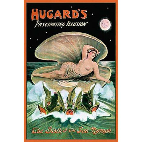 Magicians: Hugards Fascinating Illusion: The Birth of the Sea Nymph White Modern Wood Framed Art Print by Printing, Day