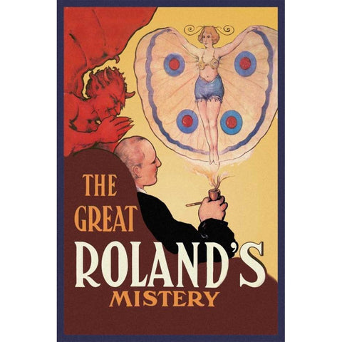 Magicians: Great Rolands Mystery White Modern Wood Framed Art Print by Strobridge