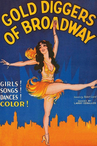 Vintage Film Posters: Gold Diggers of Broadway White Modern Wood Framed Art Print with Double Matting by Unknown