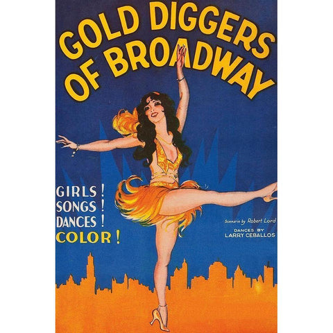 Vintage Film Posters: Gold Diggers of Broadway Gold Ornate Wood Framed Art Print with Double Matting by Unknown