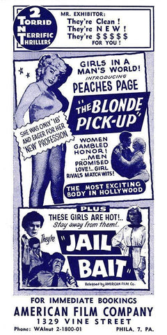 Vintage Vices: Blonde Pick-Up and Jail Bait Black Ornate Wood Framed Art Print with Double Matting by Vintage Vices