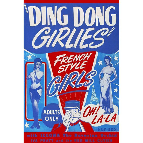 Vintage Vices: Ding Dong Girlies Black Modern Wood Framed Art Print with Double Matting by Vintage Vices