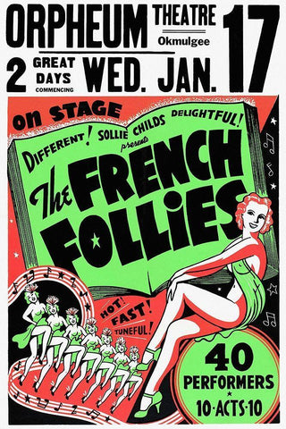 Vintage Vices: French Follies White Modern Wood Framed Art Print with Double Matting by Vintage Vices