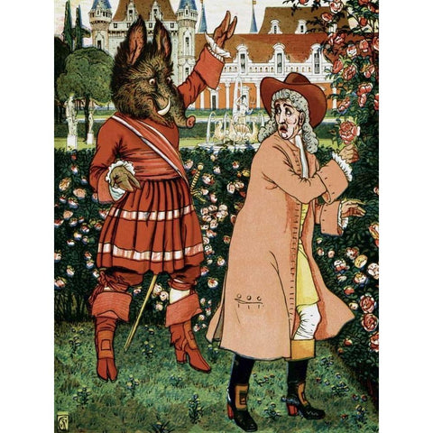 Beauty and the Beast - The Beast in Red Black Modern Wood Framed Art Print by Crane, Walter