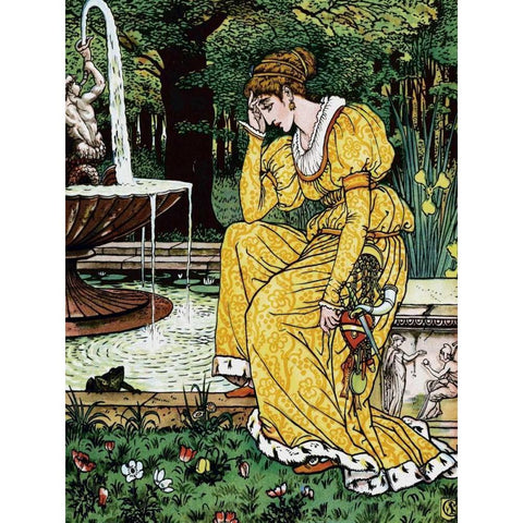 Frog Prince - In Yellow Gold Ornate Wood Framed Art Print with Double Matting by Crane, Walter