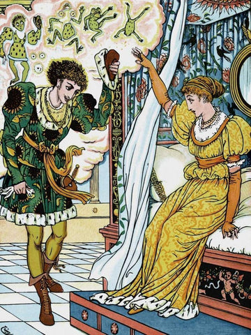 Frog Prince - The Transformation White Modern Wood Framed Art Print with Double Matting by Crane, Walter