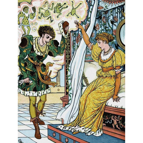 Frog Prince - The Transformation Gold Ornate Wood Framed Art Print with Double Matting by Crane, Walter