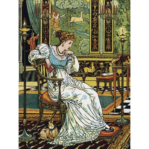 Hind in the Wood - In Thought Gold Ornate Wood Framed Art Print with Double Matting by Crane, Walter