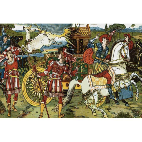 Hind in the Wood - Leap Gold Ornate Wood Framed Art Print with Double Matting by Crane, Walter