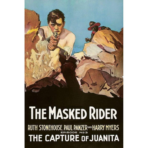 Vintage Westerns: Masked Rider - The Capture of Juanita Gold Ornate Wood Framed Art Print with Double Matting by Unknown