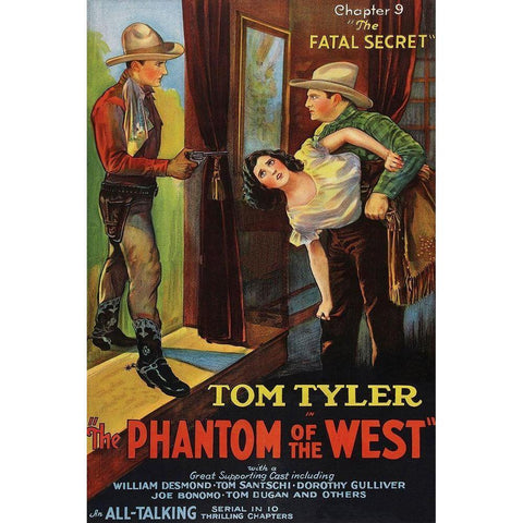 Vintage Westerns: Phantom of the West - Fatal Secret White Modern Wood Framed Art Print by Unknown