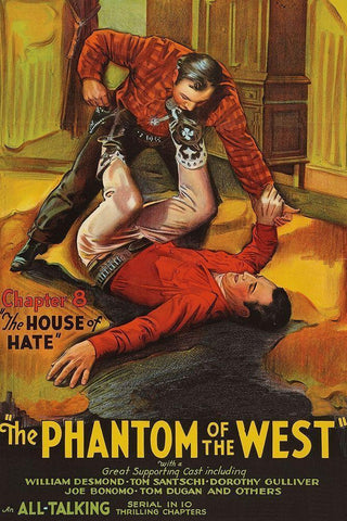 Vintage Westerns: Phantom of the West - House of hate Black Ornate Wood Framed Art Print with Double Matting by Unknown