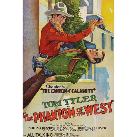 Vintage Westerns: Phantom of the West - Canyon of Calamity White Modern Wood Framed Art Print by Unknown
