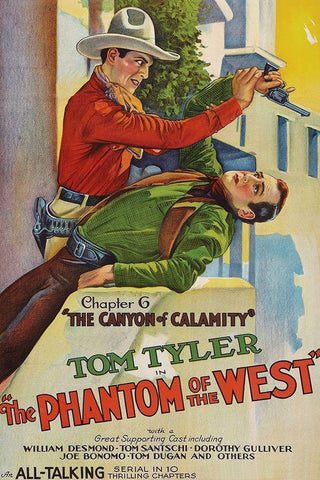 Vintage Westerns: Phantom of the West - Canyon of Calamity White Modern Wood Framed Art Print with Double Matting by Unknown